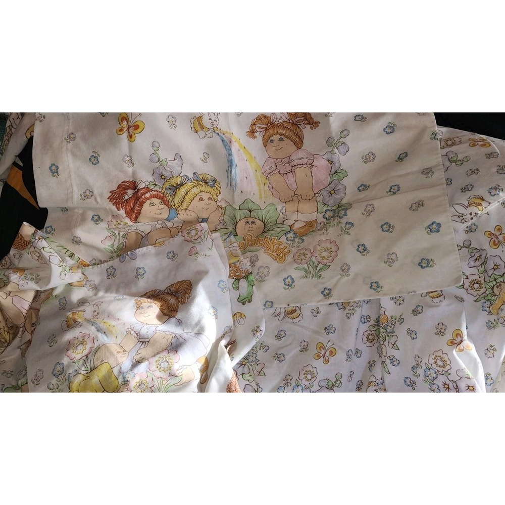 Vintage 1983 Cabbage Patch Kids Twin Bed Sheet Set 1 Pillowcases Flat & Fitted